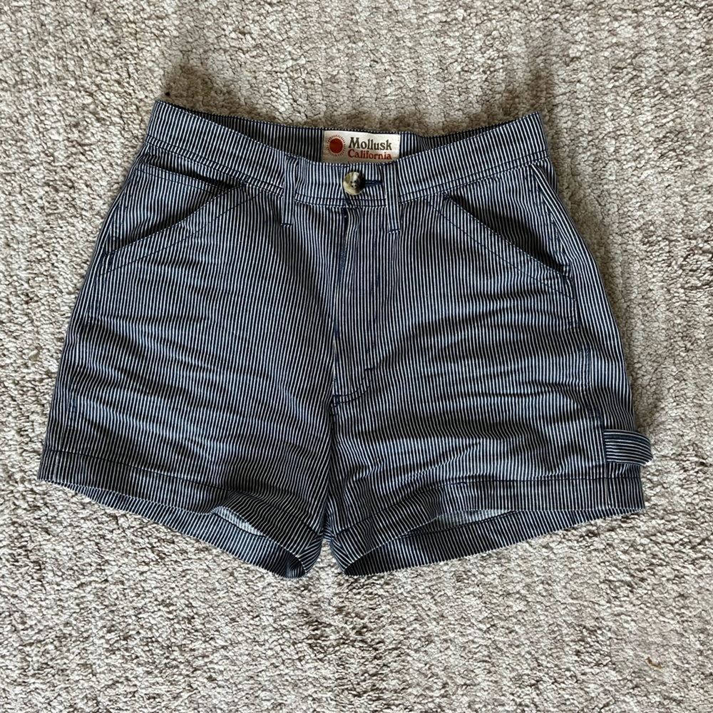 Mollusk Navy Pinstripe Women Shorts